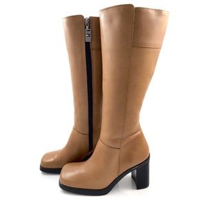 Tommy Hilfiger Camel Leather Chunky Boots